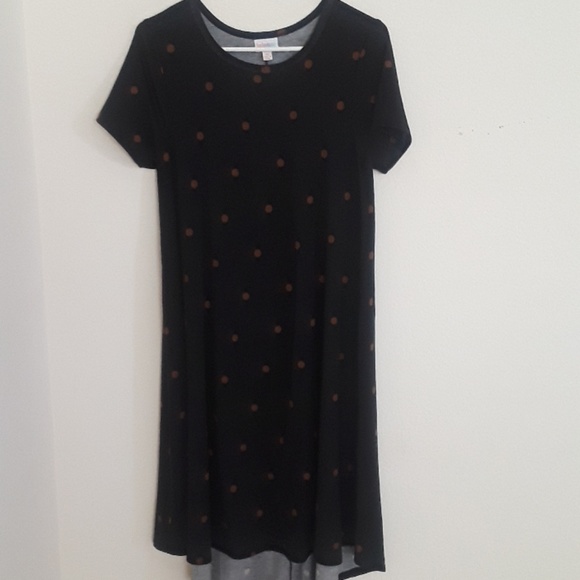 LuLaRoe Dresses & Skirts - XS LuLaRoe Carly - Black with Brown Polka Dots